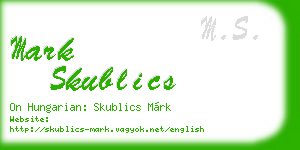 mark skublics business card